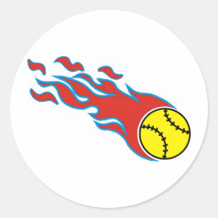 Adesivo Redondo Bola de fogo do softball