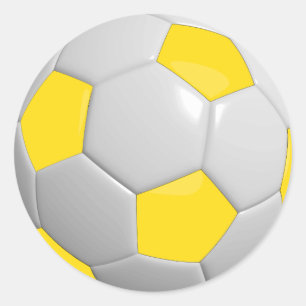 Adesivo Redondo Bola de Futebol Amarela e Branca