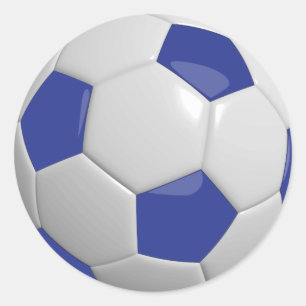Adesivo Redondo Bola de Futebol Azul Escuro e Branco
