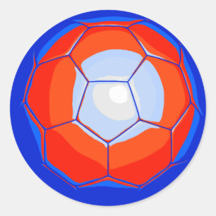 Adesivo Redondo Bola de Futebol Azul Laranja