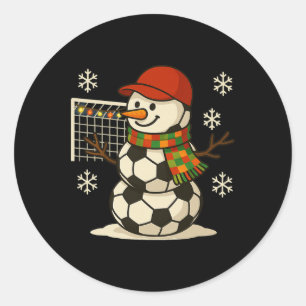 Adesivo Redondo Bola de Futebol Boneco de Neve Natal Divertido Men