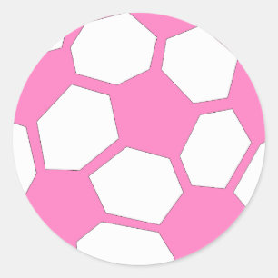 Adesivo Redondo Bola de futebol cor-de-rosa