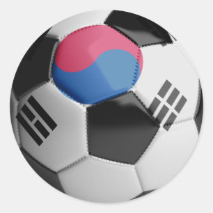 Adesivo Redondo Bola de futebol da bandeira de Coreia do Sul