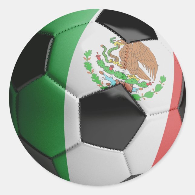 Adesivo Redondo Bola de futebol da bandeira de México (Frente)