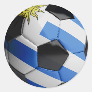 Adesivo Redondo Bola de futebol da bandeira de Uruguai