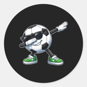 Adesivo Redondo Bola de futebol dançando gráfico engraçado