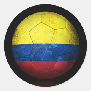 Adesivo Redondo Bola de Futebol de Bandeira Colombiana vestida