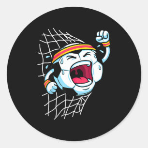Adesivo Redondo Bola de futebol de desenho animado engraçado quebr