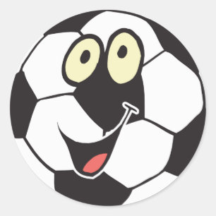 Adesivo Redondo bola de futebol de desenho animado feliz