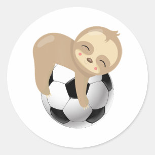 Adesivo Redondo bola de futebol de preguiça-bebê