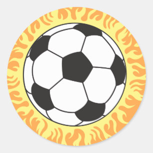 Adesivo Redondo bola de futebol design de chamas