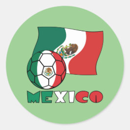 Adesivo Redondo Bola de Futebol e Bandeira Mexicana