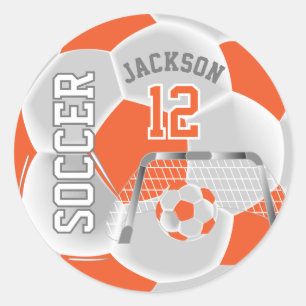 Adesivo Redondo Bola de Futebol Laranja e Branco