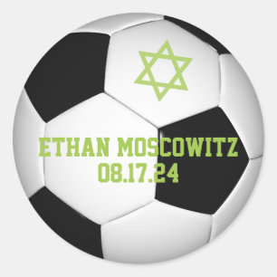 Adesivo Redondo Bola de Futebol Preto e Branco Bar Mitzvah