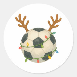 Adesivo Redondo Bola de Futebol Rena Luzes de Natal Esporte Divert