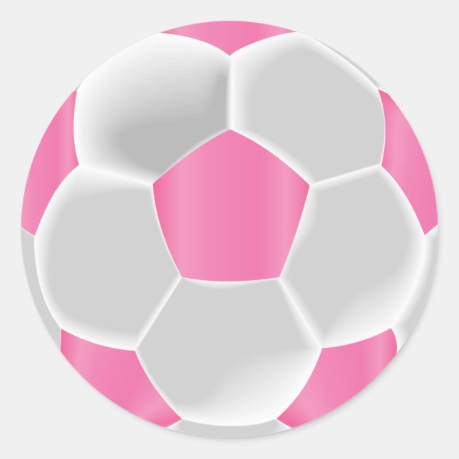 Adesivo Redondo Bola de Futebol Rosa e Branca (Frente)