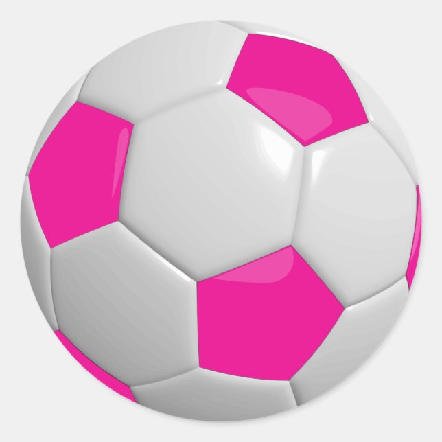 Adesivo Redondo Bola de Futebol Rosa e Branco (Frente)