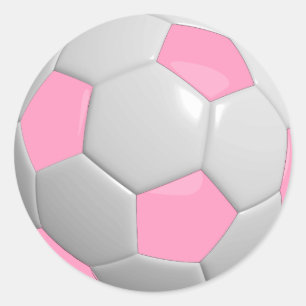 Adesivo Redondo Bola de Futebol Rosa e Branco Feminina