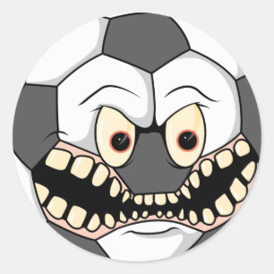 Adesivo Redondo bola de futebol zangada feroz