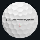 Adesivo Redondo Bola de Golfe com Texto e Número Personalizados<br><div class="desc">Personalize esta imagem da bola de golfe com texto e número de sua escolha. Design único para o golfista casual para o profissional do Heart. Clássico e único, isso certamente impressionará seus amigos de golfe no próximo torneio.</div>