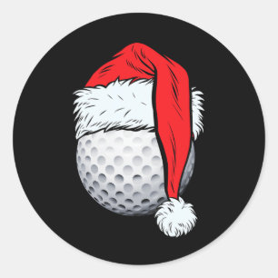 Adesivo Redondo Bola de Golfe de Natal Chapéu do Papai Noel Xmas G