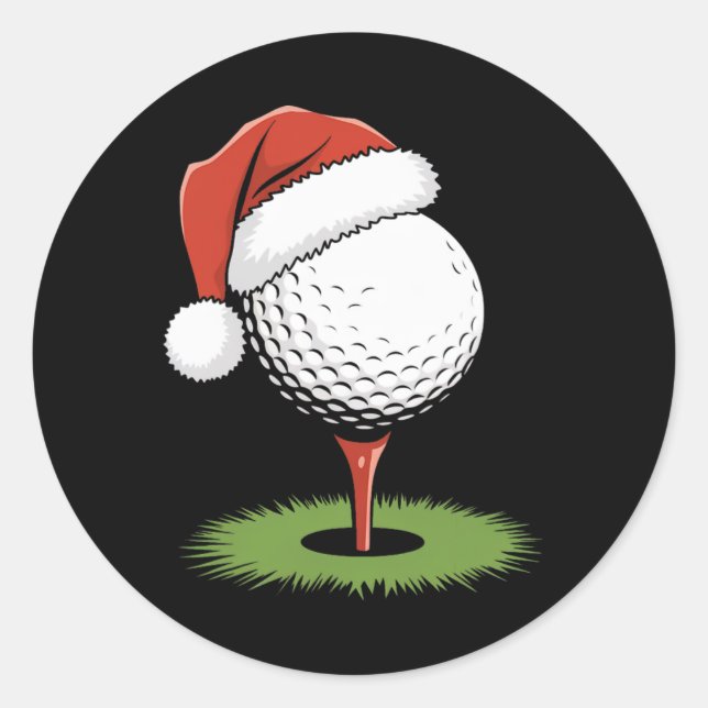 Adesivo Redondo Bola de Golfe de papai noel para Natal (Frente)