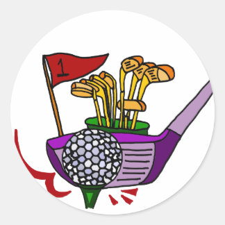 Adesivo Redondo Bola de Golfe Divertida e Artes de Golfe