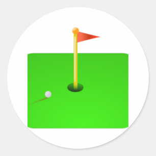 Adesivo Redondo Bola de golfe e bandeira do golfe