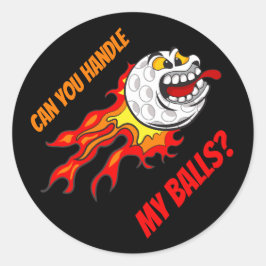 Adesivo Redondo Bola de Golfe em Chamas, Preto