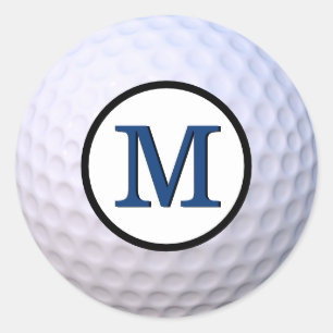Adesivo Redondo Bola de Golfe Monograma Personalizável Azul