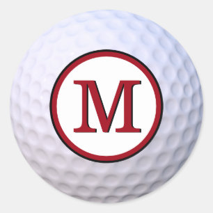 Adesivo Redondo Bola de Golfe Monograma Personalizável Vermelho