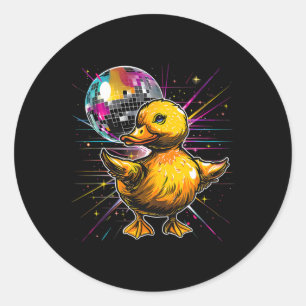 Adesivo Redondo Bola de música Disco Dançando Disco com Pato de Bo