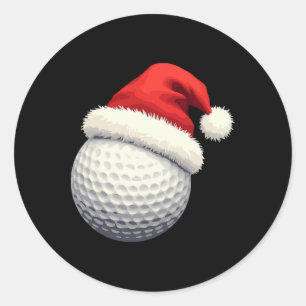 Adesivo Redondo Bola de Natal engraçada de golfe com chapéu no Nat