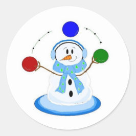 Adesivo Redondo Bola de Neve Lançando Bolas
