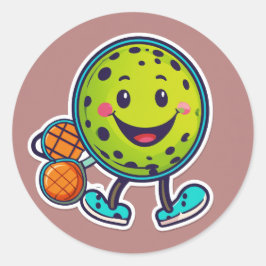 Adesivo Redondo "Bola de picles design" com rosto feliz