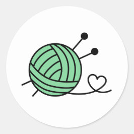 Adesivo Redondo Bola do Artesanato do Yarn de tricô - Cor personal