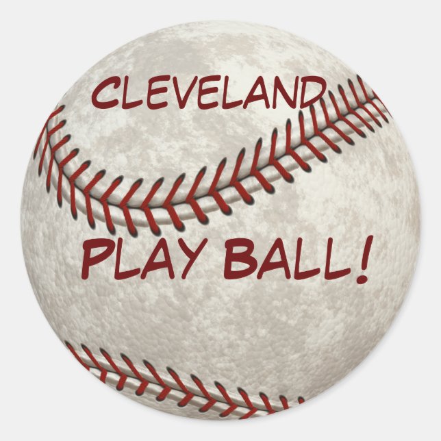 Adesivo Redondo Bola do jogo de basebol de Cleveland! Após-tempo (Frente)
