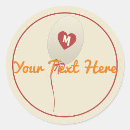Adesivo Redondo Bola Personalizada Coração Vermelho Bebê Casamento