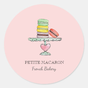 Adesivo Redondo Bolachas cor de água doce Macarons cor-de-rosa