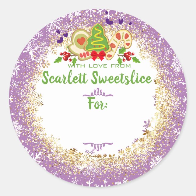 Adesivo Redondo Bolachas de Natal para panificação de férias a par (Frente)