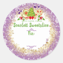 Adesivo Redondo Bolachas de Natal para panificação de férias a par