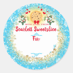 Adesivo Redondo Bolachas de Natal para panificação de férias para