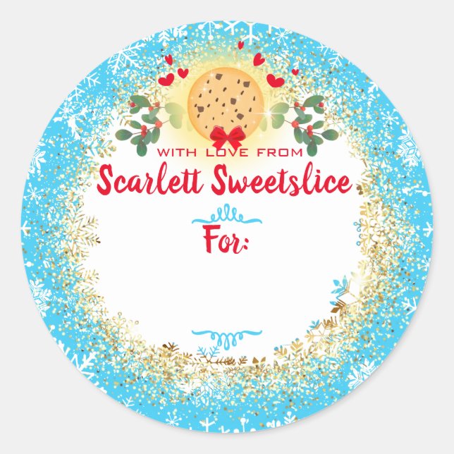 Adesivo Redondo Bolachas de Natal para panificação de férias para (Frente)