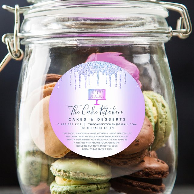 Adesivo Redondo Bolaria de bolos Odontologia de cozinhas Roxos (Criador carregado)