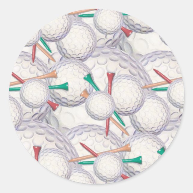 Adesivo Redondo Bolas de Golfe e Camisetas (Frente)