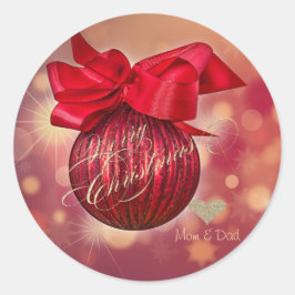 Adesivo Redondo Bolas de Natal Vermelhas Empresa Bokeh