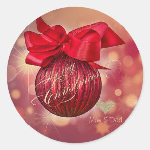 Adesivo Redondo Bolas de Natal Vermelhas Empresa Bokeh