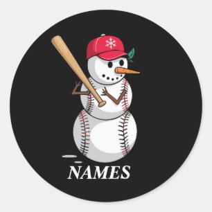Adesivo Redondo Bolas de Neve de Beisebol com Nome Personalizado N