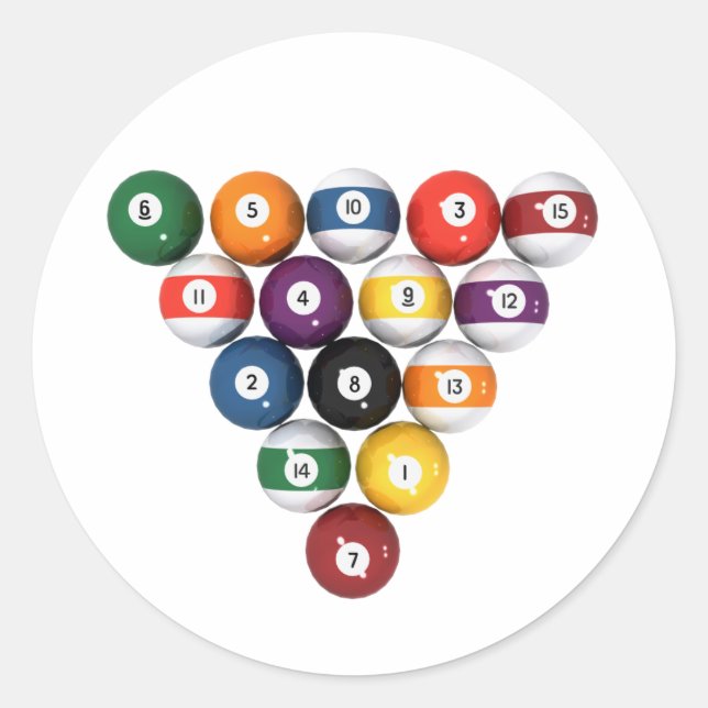 Adesivo Redondo Bolas de piscina/Bilhetes: modelo 3D: (Frente)