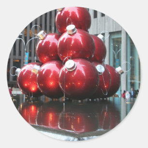 Adesivo Redondo Bolas vermelhas do Natal